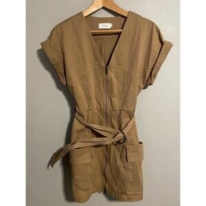 A.L.C. bellamy Zip Front Dress Womens 4 Brown Utility Belted Pockets Mini